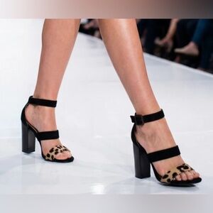 Ccocci Heels Shoes Suede Women's Size 9 Animal Print / Black Strappy 4.5" Heel